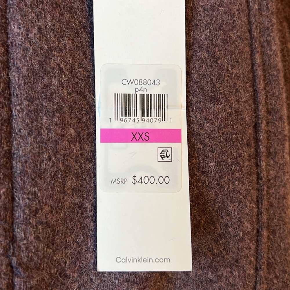 Calvin Klein Womens Angled Twill Fabric Wing Collar Coat - Picture 3 of 5
